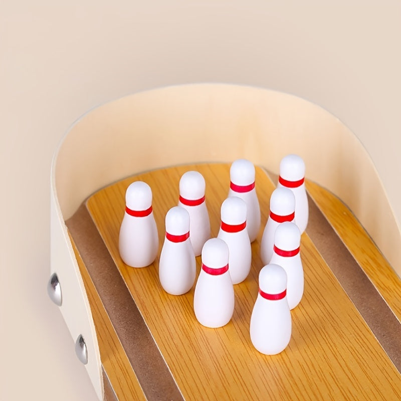 Flag Village Table Top Mini Bowling Game Set-Tabletop Wooden Board Mini Arcade Desktop Tiny Bowling Shooting Alley Office Desk Stress Relief Gadgets Small Finger Toys Gag Gifts For MenWomen Kids Teens Boys