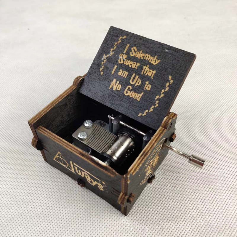 Flag Village Antique Carved Wooden Hand Crank Spirited Away Music Box Christmas Gift Birthday Gift Party Decoration
