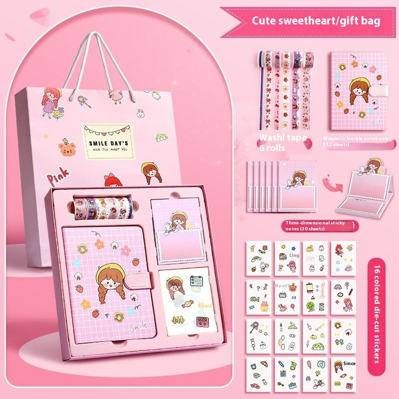Flag Village Journal Book Set Gift Box Girl Heart Cute Gift Bag