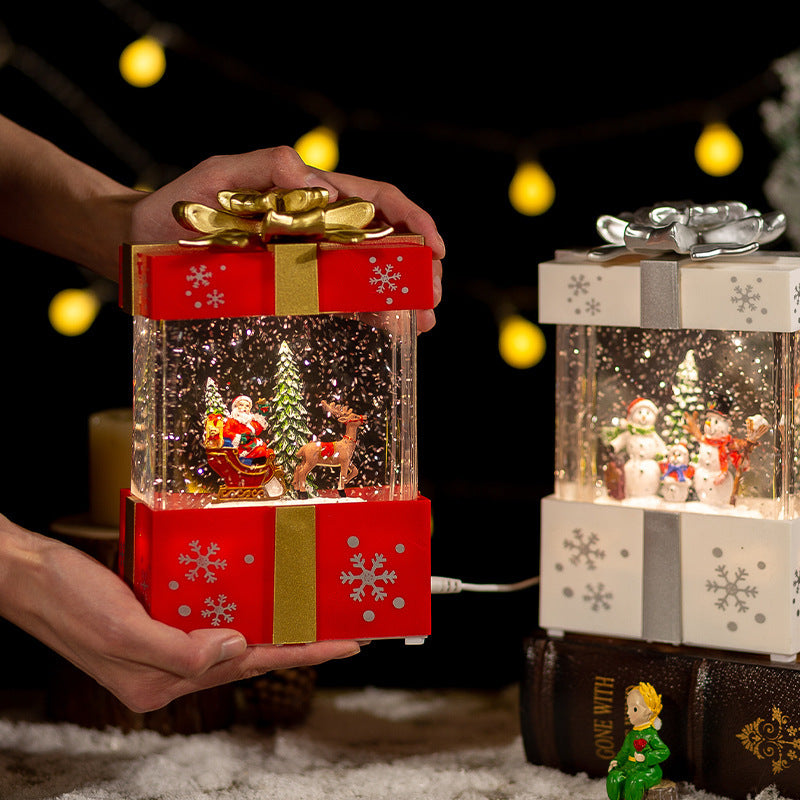 Flag Village Christmas Decoration Gift Box Crystal Ball Small Night Lamp Ornaments