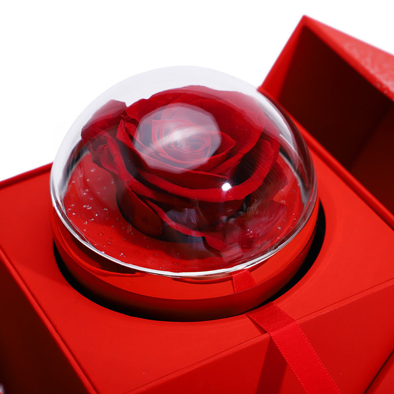 Flag Village Creative Eternal Rose Box Eternal Soap Flower Jewelry Box Ring Necklace Storage Case Valentines Surprise Gift