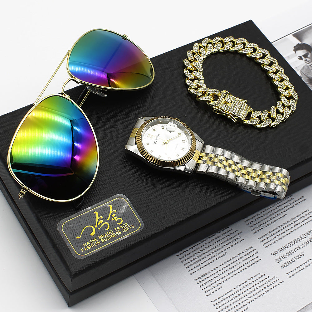 Flag Village Wristwatch Glasses New Men's Watch Business Foreign Trade Sunglasses Watch Gift Box Suit