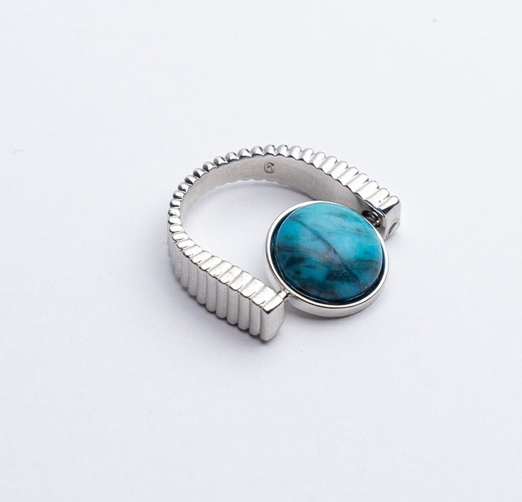 Flag Village Original Fidget Spinner Rings Natural Stone Rings Replaceable Spinners For Anxiety And Stress Relief Jewelry Gifts
