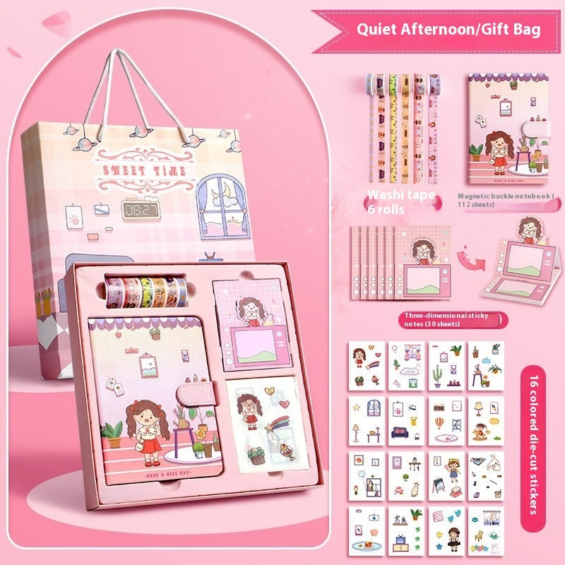 Flag Village Journal Book Set Gift Box Girl Heart Cute Gift Bag