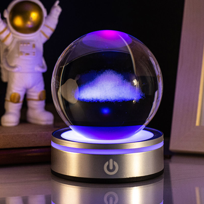 Flag Village Creative 3D Inner Carving Luminous Crystal Ball Colorful Gradient Small Night Lamp Home Decorations Gifts Selection