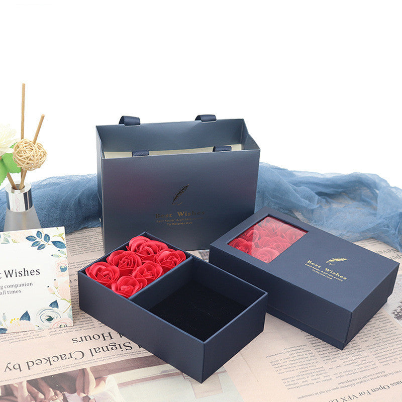 Flag Village Fashion Creative Royal Blue 6 Roses Window Gift Box