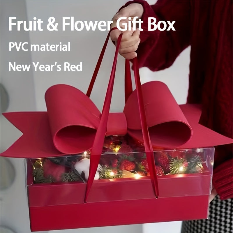 Flag Village 1 Set Of 5pcs Fruit Gift Box, Bow Flower Box, Transparent Fruit Flower Gift Box, Rose Flower Box, Valentine's Day DIY Portable Flower Cake Box, Fruit Gift Box