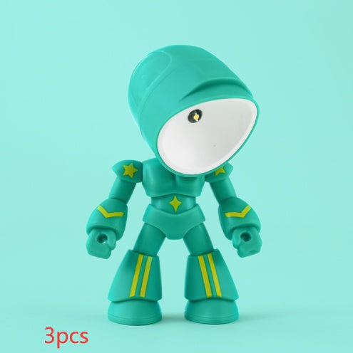 Flag Village Cute LED Hero Table Lamp Mini Portable Cool Mecha Cute Robot Night Light Bedroom Home Decoration Kids Boys Gifts