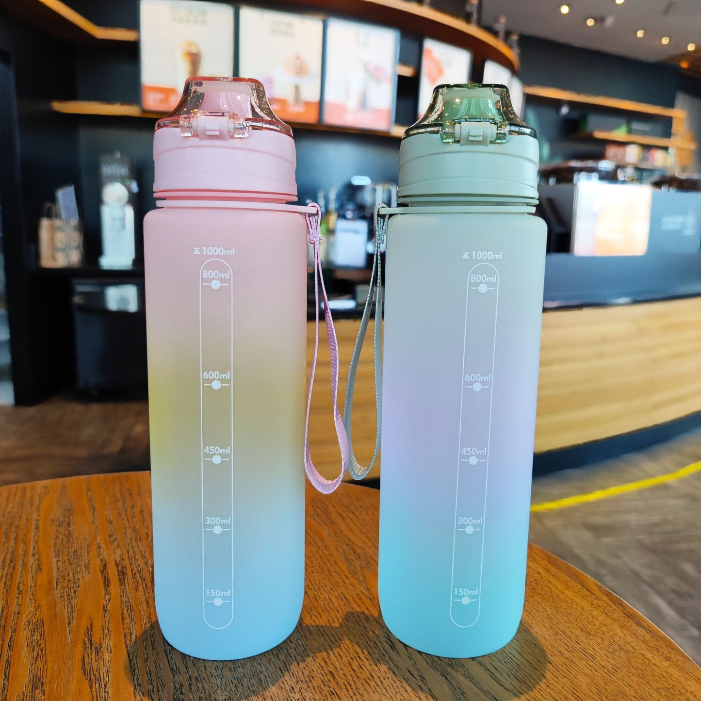 Flag Village Rainbow Gradient Plastic Cup Sports Cup Outdoor Gym Couple Large Capacity 1L