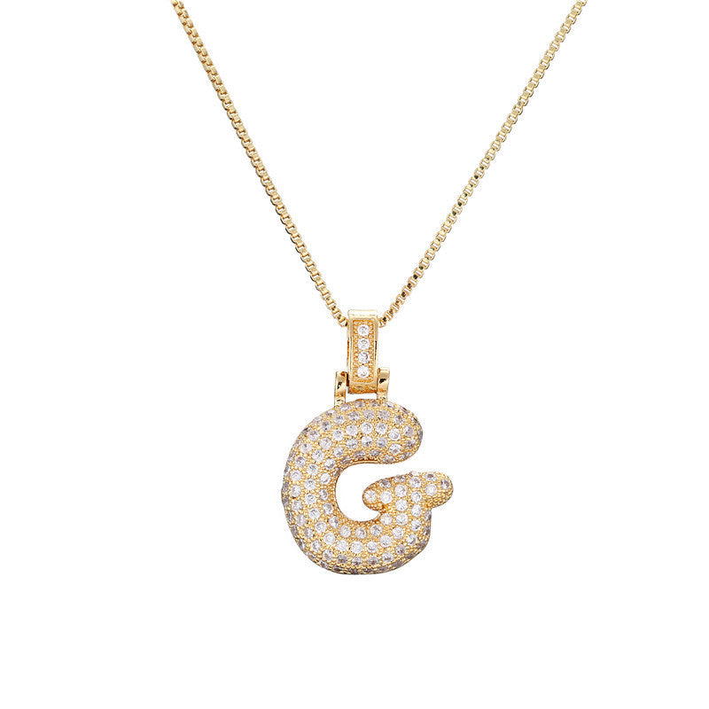 Flag Village Clavicle Chain Copper Micro Inlaid Zircon 26 Letter Pendant Necklace For Women's Birthday Jewelry Gifts