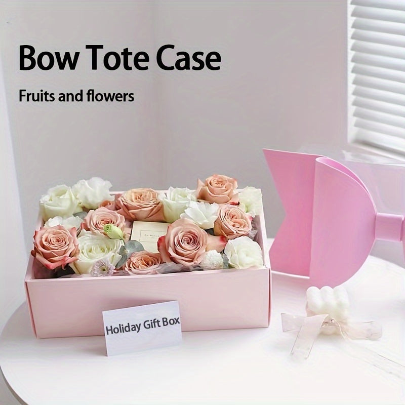 Flag Village 1 Set Of 5pcs Fruit Gift Box, Bow Flower Box, Transparent Fruit Flower Gift Box, Rose Flower Box, Valentine's Day DIY Portable Flower Cake Box, Fruit Gift Box