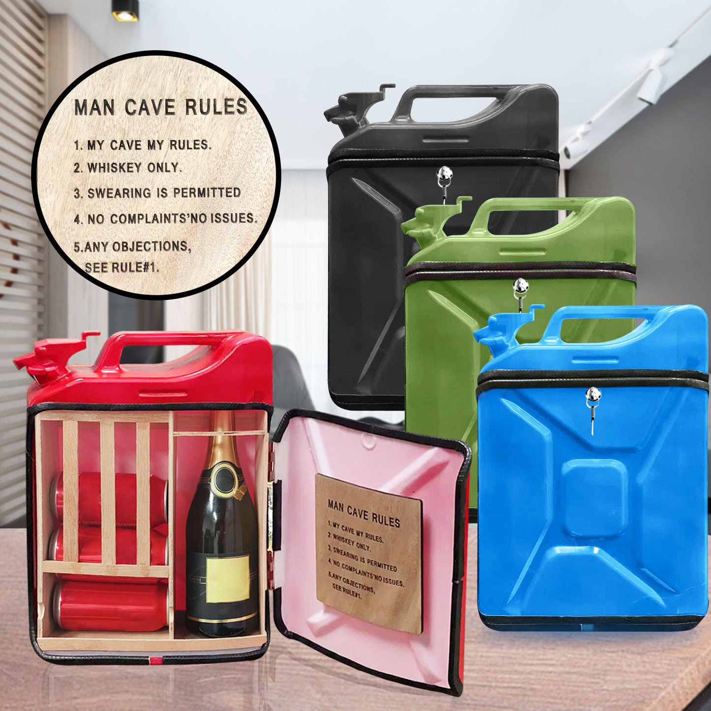Flag Village Wine Cabinet Oil Drum Box Gift Can Bar Set Christmas Decoration