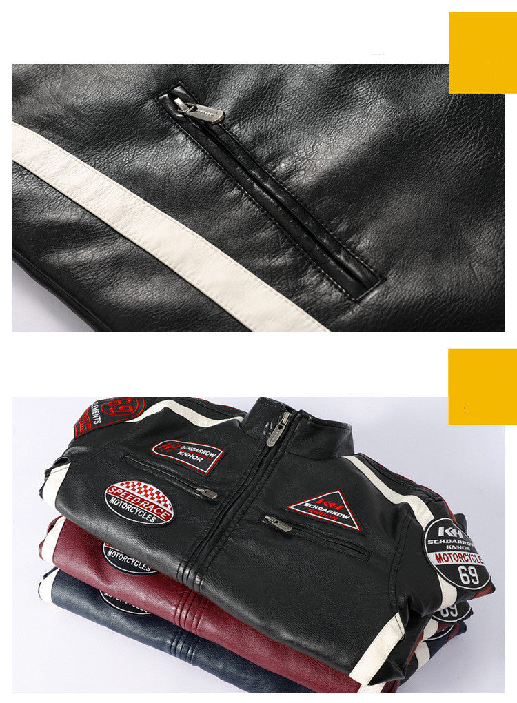 Flag Village Men's Leather Street Motorcycle Racing Suit Racing suit
