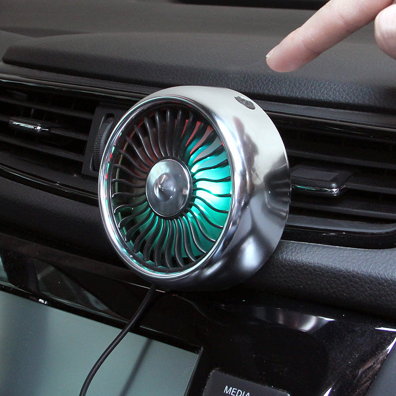 Flag Village Car USB Fan Air Outlet Lighting Creative Car Interior Car Auto Supplies ABS