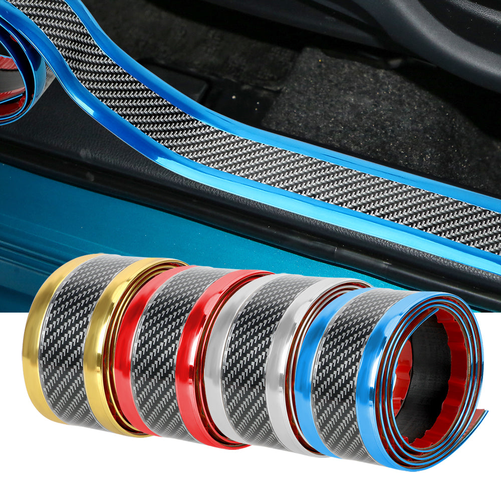 Flag Village outdoor Car Carbon Fiber Pattern Door Sill Decorative Protective Sticker