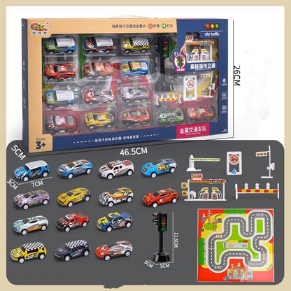 Flag Village Alloy Metal Car Model Non-duplicate Children's Simulation Model Car Set High-grade Gift Box