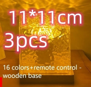Flag Village LED Water Ripple Ambient Night Light USB Rotating Projection Crystal Table Lamp RGB Dimmable Home Decoration 16 Color Gifts