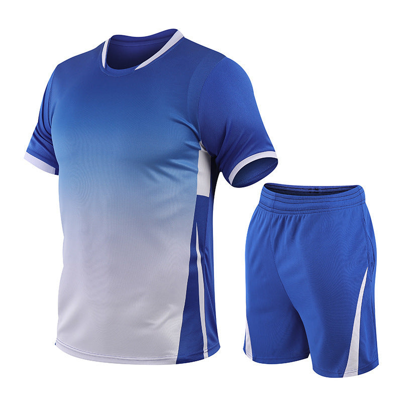 Flag Village Summer Gradient Digital Printing Loose Short-sleeved T-shirt Two-piece Summer Plus Size Shorts Suit Men