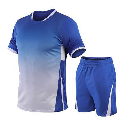 Flag Village Summer Gradient Digital Printing Loose Short-sleeved T-shirt Two-piece Summer Plus Size Shorts Suit Men