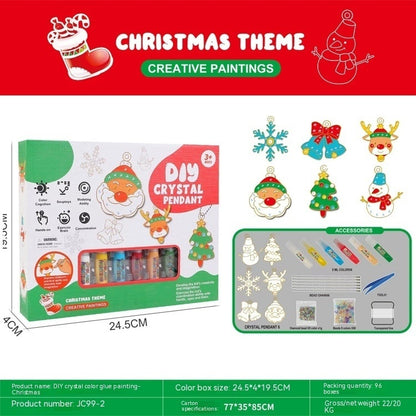 Flag Village Children Crystal Glue Painting Baking-free Painting DIY Handmade Ornaments Girls' Toys Suit Christmas Gifts