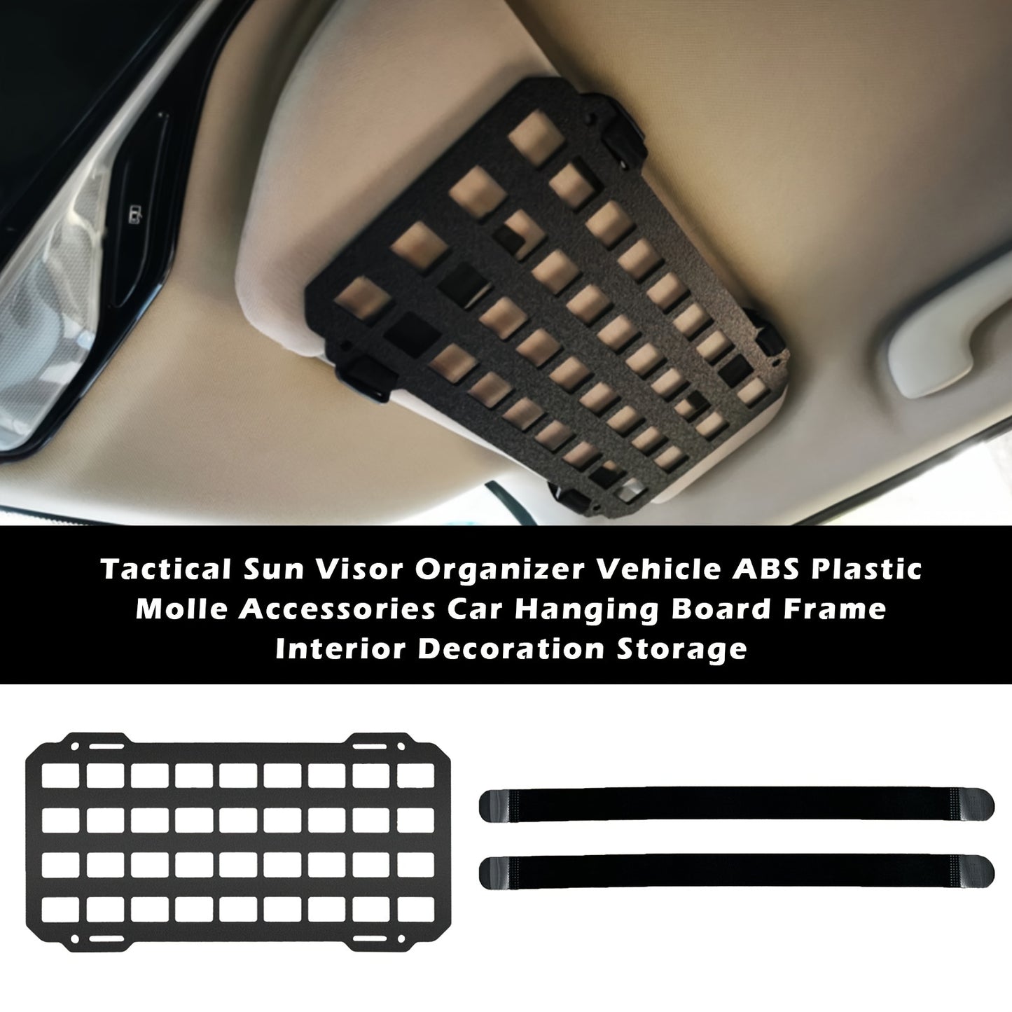 Flag Village Auto Tools Car Visor Sun Visor Organiser Molle Rigid Plate Vehicle Car Truck Sun Protection Storage Holder Carrier For Tactical Equipment Molle Bag EDC Tools Car Interior Accessories