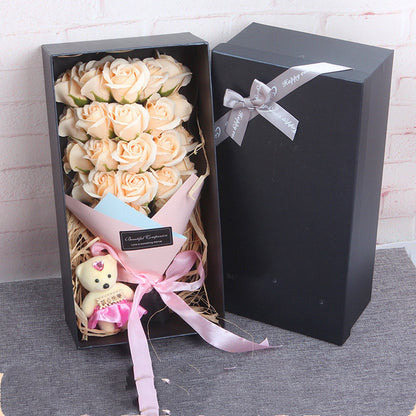 Flag Village Rose Bouquet Soap Flower Gift Box