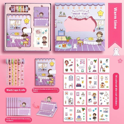 Flag Village Journal Book Set Gift Box Girl Heart Cute Gift Bag