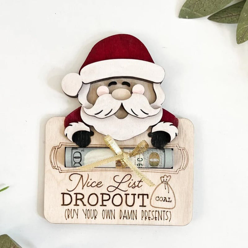 Flag Village Wooden Cute Santa Claus Cash And Gifts Card Clamp Creative Christmas Decoration Ornaments