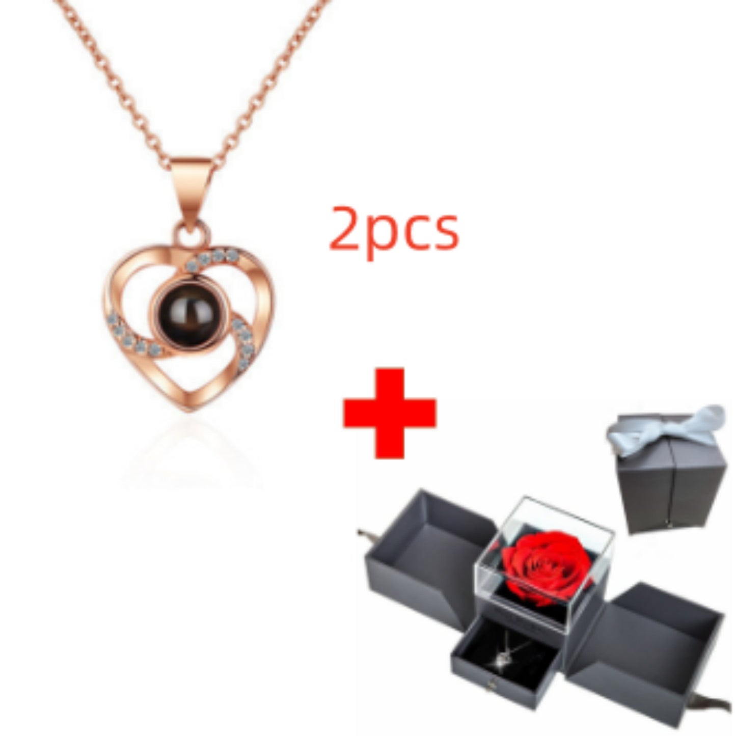 Flag Village Preserved Flower Rose Flower Necklace Jewelry Box Gift