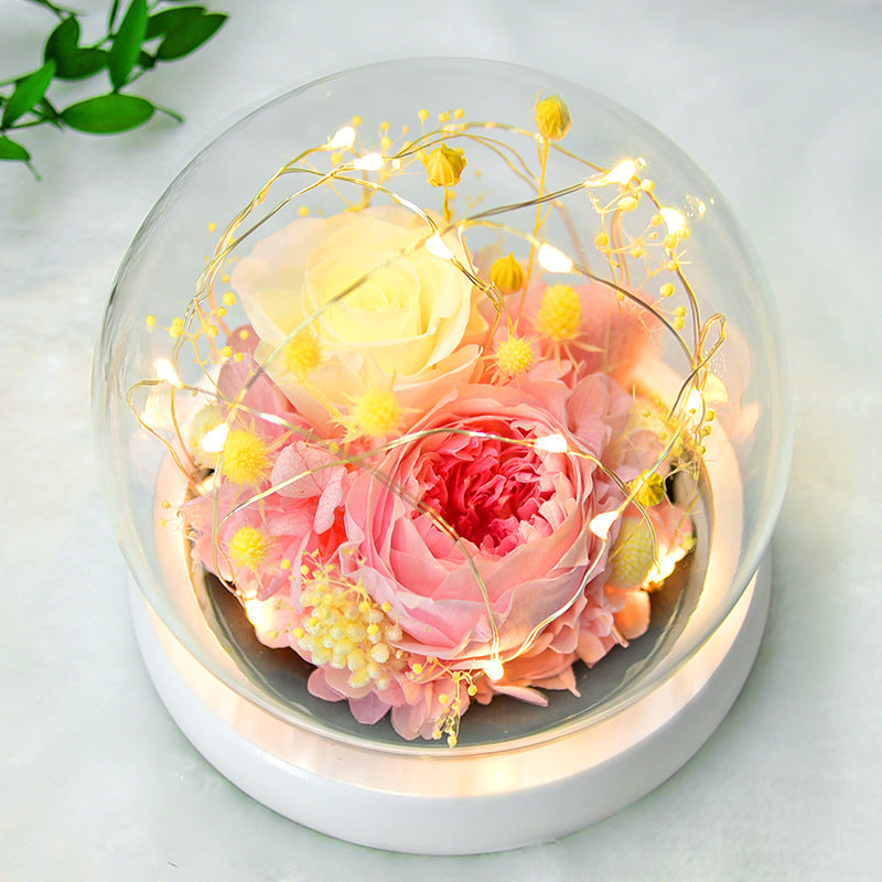 Flag Village Eternal Flower Rose Glass Cover Gift Box Gift