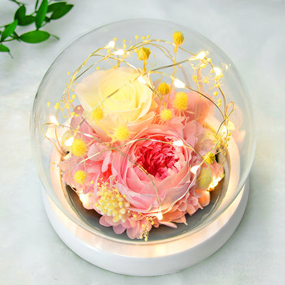 Flag Village Eternal Flower Rose Glass Cover Gift Box Gift