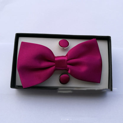 Flag Village Pocket Square Cufflinks Set Men's Bow Gift Box
