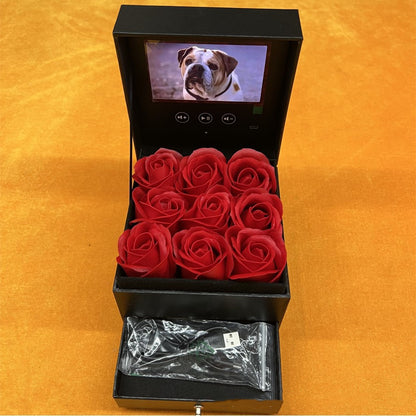 Flag Village Jewelry Real Rose Flower Drawer Gift Box