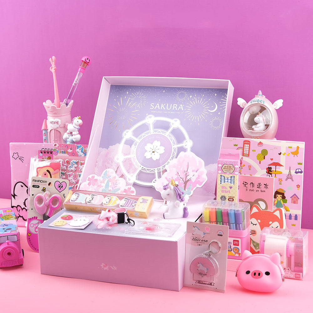 Flag Village Sakura Girl Starry Stationery Set Gift Box For Primary And Middle School Students