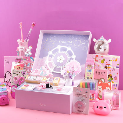 Flag Village Sakura Girl Starry Stationery Set Gift Box For Primary And Middle School Students