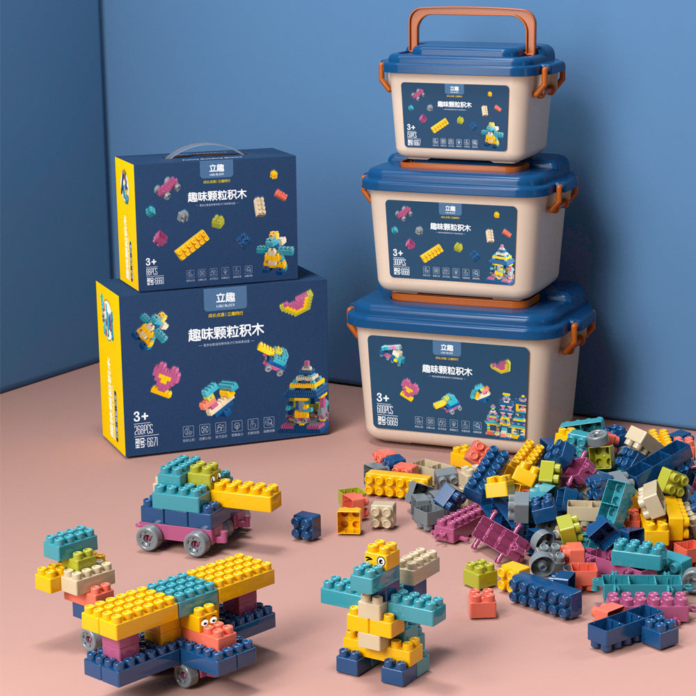 Flag Village Children's Building Blocks Plastic Assembled Educational Toys Portable Gift Box Set