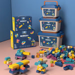 Flag Village Children's Building Blocks Plastic Assembled Educational Toys Portable Gift Box Set