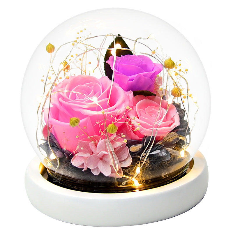 Flag Village Eternal Flower Rose Glass Cover Gift Box Gift