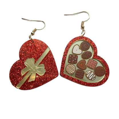 Flag Village Valentine's Day Red Gift Box Heart Earrings For Women Romantic You Make ME Melt Ice Cream Acrylic Drop Earring Designer Jewelry