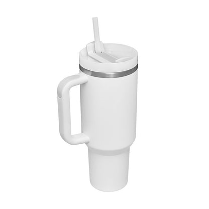 Flag Village 40 Oz Tumbler With Handle Straw Insulated, Stainless Steel Spill Proof Vacuum Coffee Cup Tumbler With Lid Tapered Mug Gifts For Valentine Lover Suitable For Car Gym Office Travel