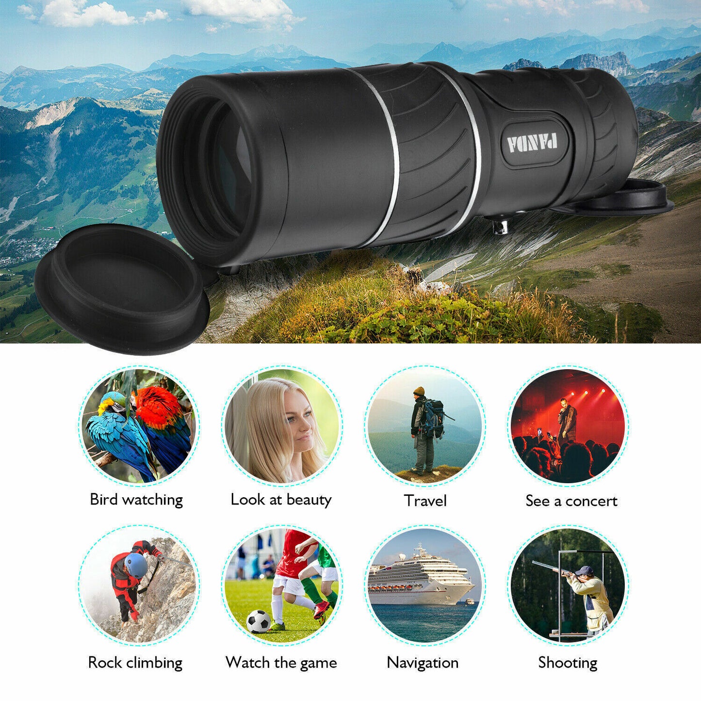 Flag Village 40x60 Day Night Vision HD Optical Monocular Hunting Camping Handheld Telescope Life Waterproof, Anti-Fog Monocular Suitable For Observing Nature Animals
