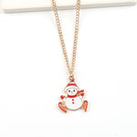 Flag Village Christmas Necklace Cute Cartoon Santa Claus Snowman Elk Pendant Necklace Xmas New Year Festival Ear Jewelry Gifts