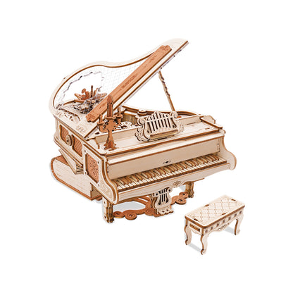 Flag Village Robotime 223pcs 3D Wooden Puzzle Magic Piano Mechanical Music Box Toy Gift Desk Gift For Men Women Hobby AMK81
