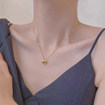 Flag Village Fashion Jewelry Necklace For Women New Trend Vintage Simple Love Heart Pendant Elegant Party Jewelry Birthday Gifts