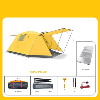 Flag Village Four Person Outdoor Camping Space Folding And Thickening Tent Rain And Sun Proof Outdoor