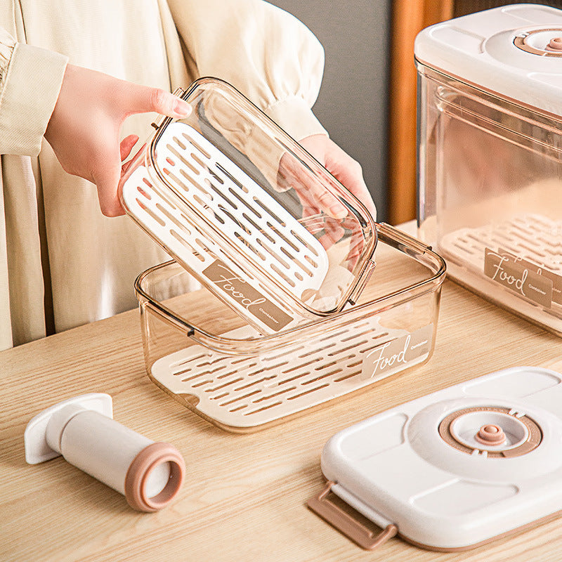 Flag Village Food Vacuum Storage Box With Free Vacuum Kitchen Sealer Container Transparent Organization Sealed Tank Cans Lunch Box Gift