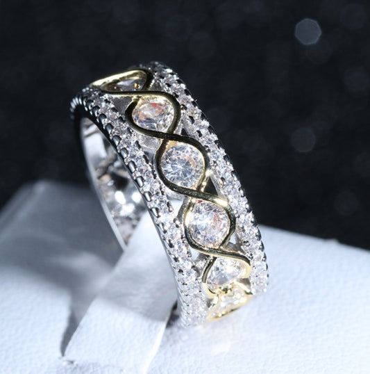 Flag Village Elegant Female Zircon Stone Ring Finger Rings For Women Promise Love Valentine's Day Gifts