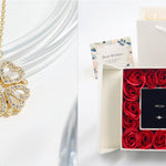 Flag Village Rose Box Double Door Jewelry Box Valentine's Day Bow Gift Box Necklace Locket
