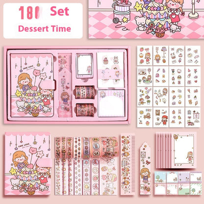 Flag Village Journal Book Set Gift Box Girl Heart Cute Gift Bag