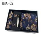 Flag Village Paisley Men's Tie Square Cuff Tie Clip Gift Set Business Casual Tie Black Gift Box